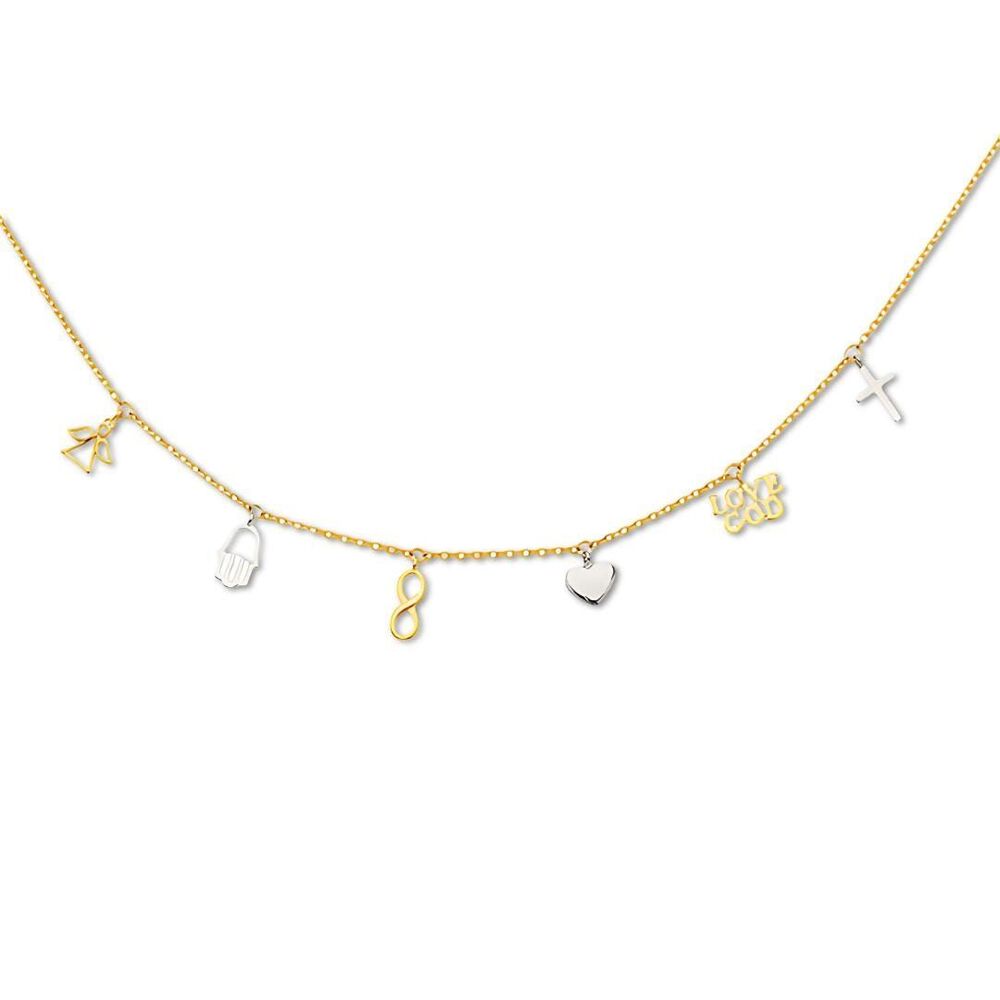 14K Gold Two-Tone Dangling Light Necklace | Elegant Chain By Tehrani Jewelry
